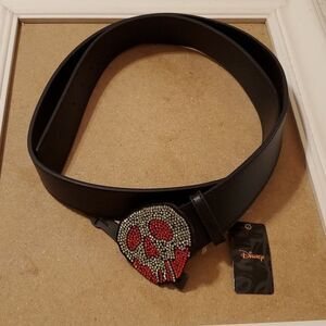 NWT Disney Buckle-Down Rhinestone Skull Faux Leather Belt - XL